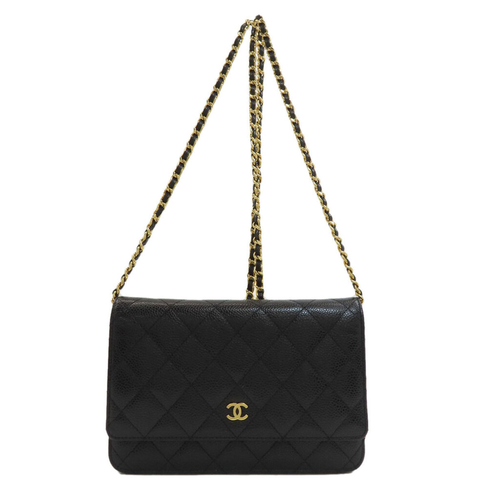 Chanel Chain Wallet Matelassé Gold Hardware Long Grained Calfskin Women's CHANEL